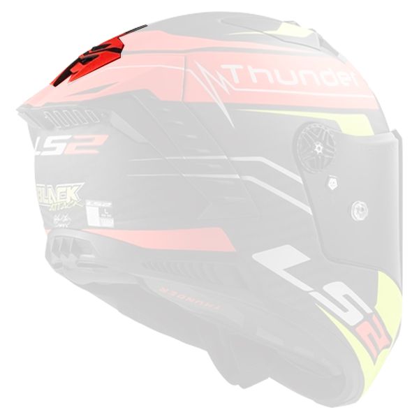 Helmet Spares LS2 Rear Ventilation Thunder C Attack Matt Red H-V Yellow FF805