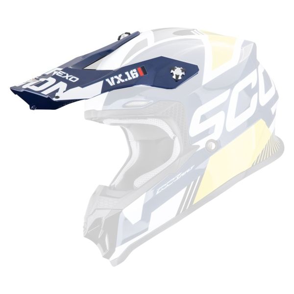Helmet Spares Scorpion VX-16 Evo Air Analog White Blue Yellow peak