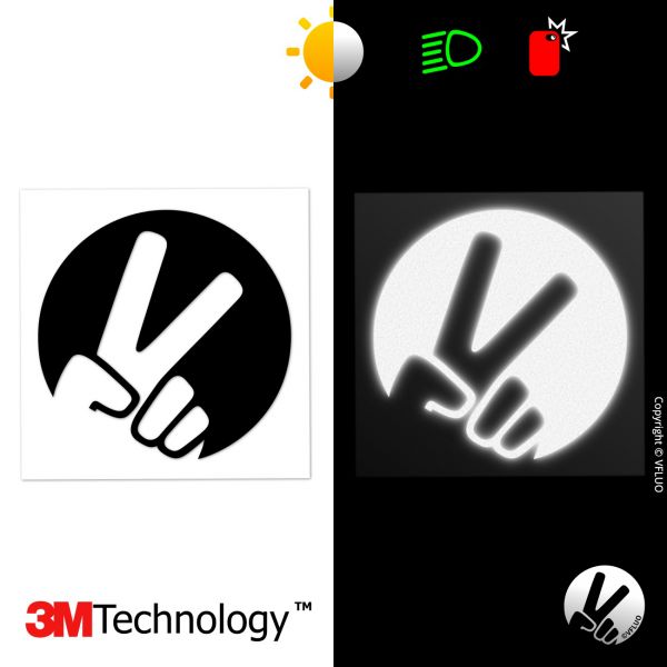 Helmet reflective stickers VFLUO V sticker - Black Retro reflective motorcyclist sign