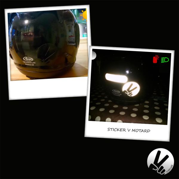 VFLUO V sticker - Black Retro reflective motorcyclist sign