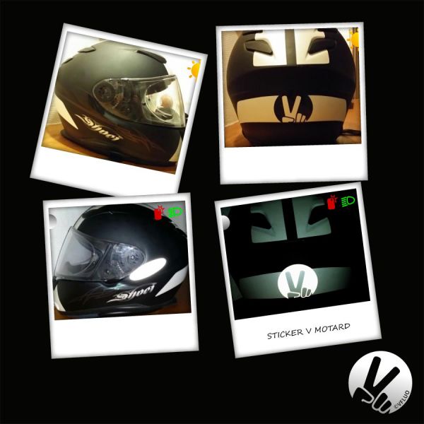 VFLUO V sticker - Black Retro reflective motorcyclist sign