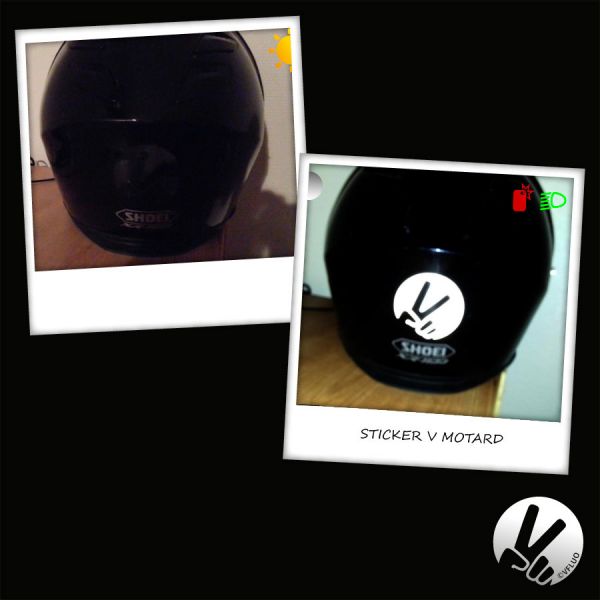 VFLUO V sticker - Black Retro reflective motorcyclist sign