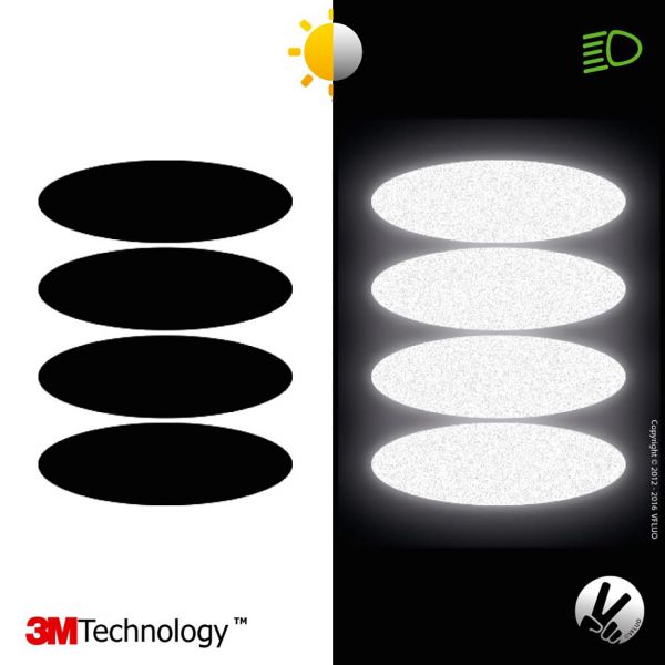 VFLUO Black Oval stickers - Reflective kit for motorcycle helmet