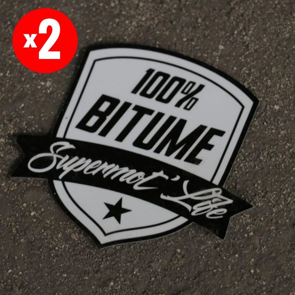 Motorcycle Accessories 100% Bitume 2 Stickers Supermot Life 9 x 8 cm Black