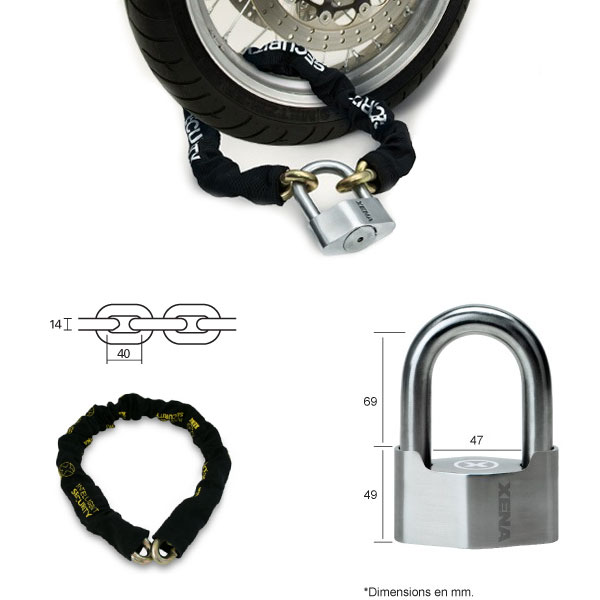 Xena Approved Mini U-Lock XSU-69 SRA + XC14 Chain Combo