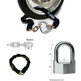 Xena Mini U-Lock XSU-69 SRA + Hexago Chain Combo