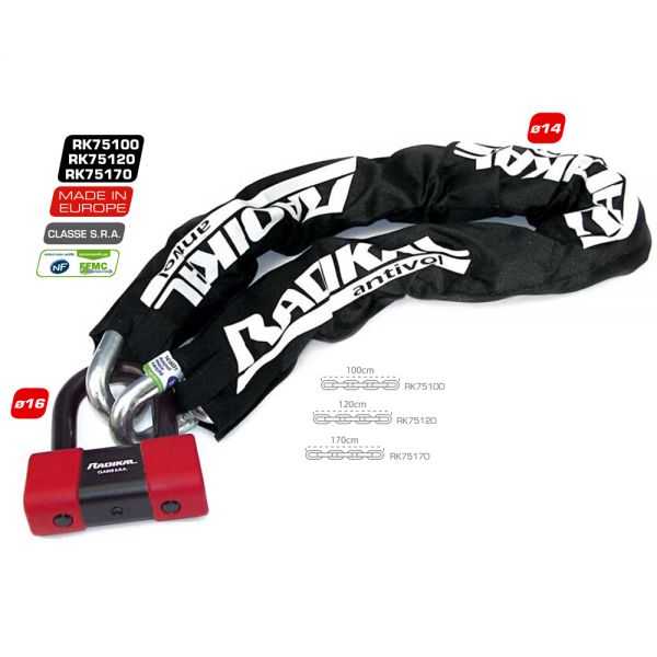 Chain and Lock Combos Radikal SRA Diameter 14 Chain Lock