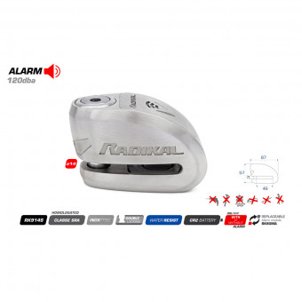 Radikal SRA Inox Diameter 14 Disc Lock With Alarm