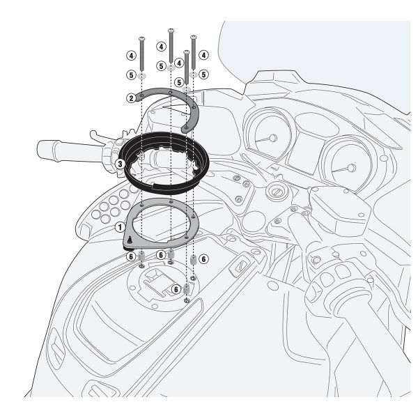 Tank Bag Accessories Givi Tanklock clamp BF47 BMW R1200RT tank bag (08-13)