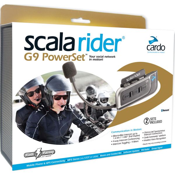 Motorcycle Accessories Cardo Scala G9 Power Set