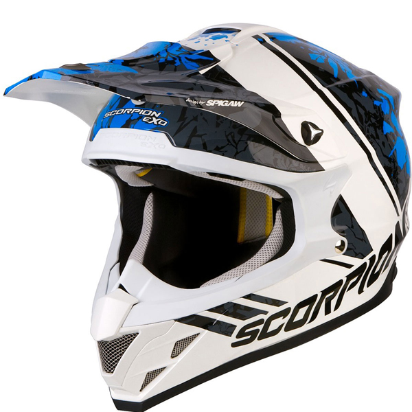 Motocross Scorpion VX-15 Air Wrap White Blue Black