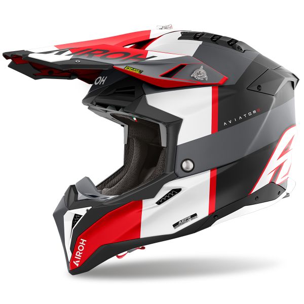 Motocross Airoh Aviator 3 Monarch Grey Red Matt