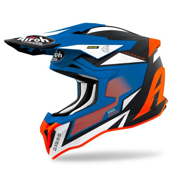 Motocross Airoh Striker Axe Orange Blue Matt