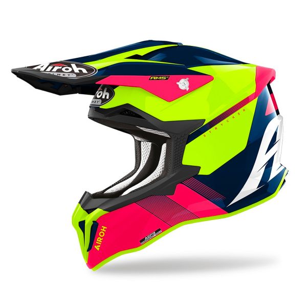 Motocross Airoh Strycker Blazer Blue Pink Matt