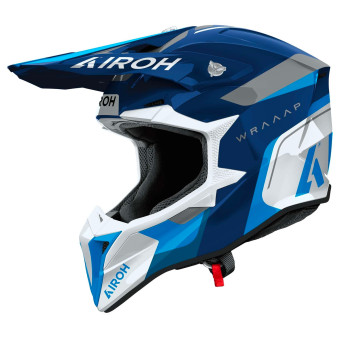 Motocross Airoh Wraaap Conquer Blue Gloss