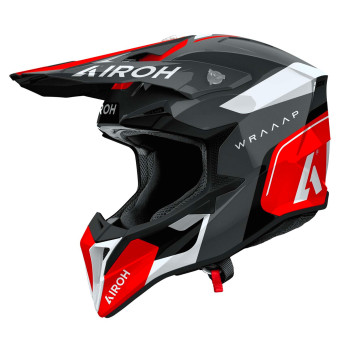 Motocross Airoh Wraaap Conquer Red Gloss