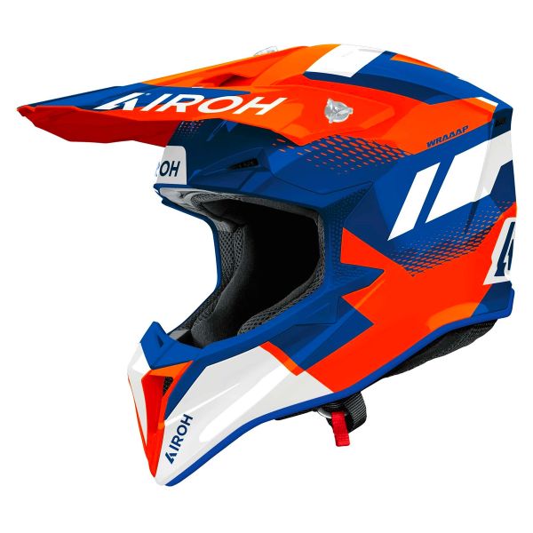 Motocross Airoh Wraaap Vision Orange Blue Gloss
