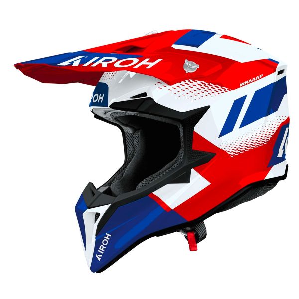 Motocross Airoh Wraaap Vision Red Blue Gloss