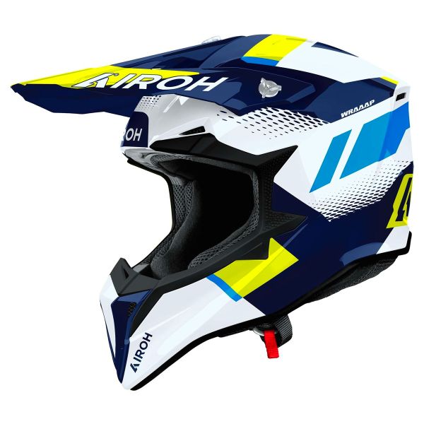 Motocross Airoh Wraaap Vision Yellow Blue Gloss