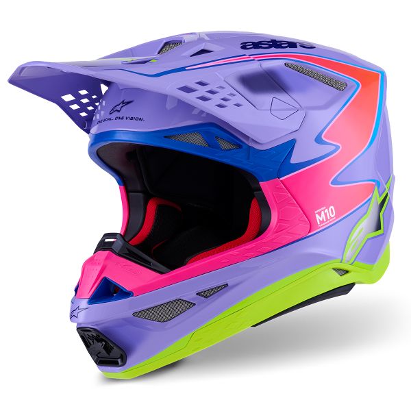 Motocross Alpinestars S-M10 Jett Lawrence R01 Purple Pink FL Yellow Fluo Glossy