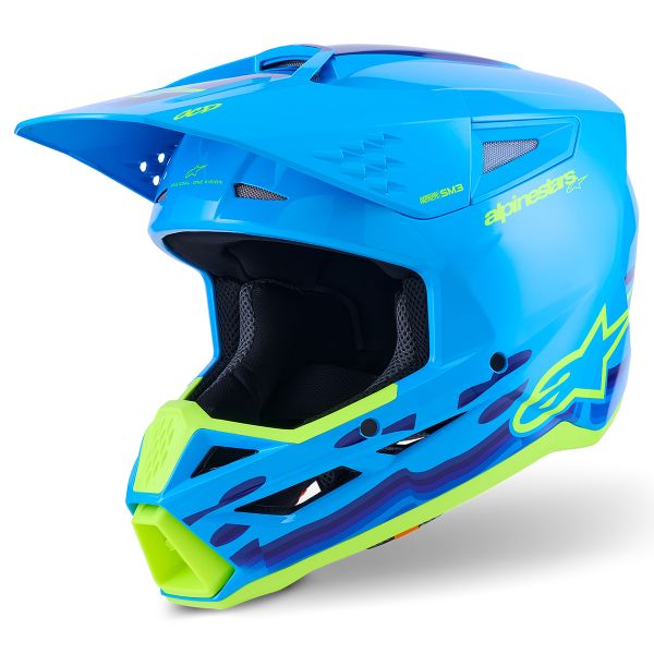 Motocross Alpinestars S-M3 Force Cyan Glossy