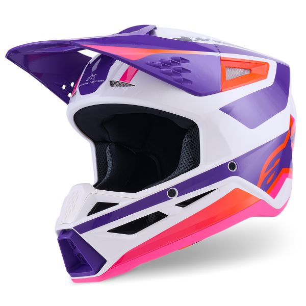 Motocross Alpinestars S-M3 Heat White Purple Pink Glossy