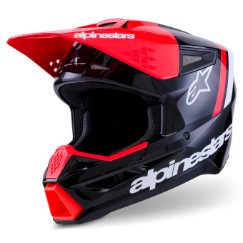 Casque Motocross Alpinestars S-M3 Radium Black Red Fluo White Glossy Casque Motocross Alpinestars S-M3 Radium Black Red Fluo White Glossy