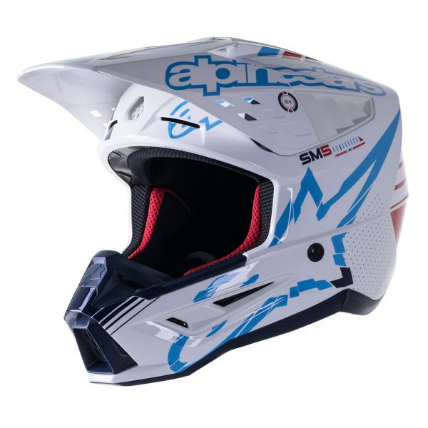 Motocross Alpinestars S-M5 Action White Cyan Dark Blue