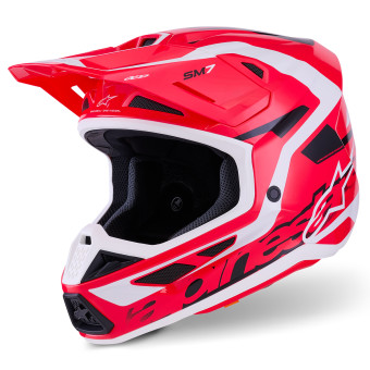 Casque Motocross Alpinestars S-M7 Deed Red Black White Glossy Casque Motocross Alpinestars S-M7 Deed Red Black White Glossy