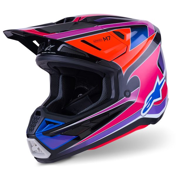 Motocross Alpinestars S-M7 Fuse Blue Purple Pink Glossy Motocross Alpinestars S-M7 Fuse Blue Purple Pink Glossy