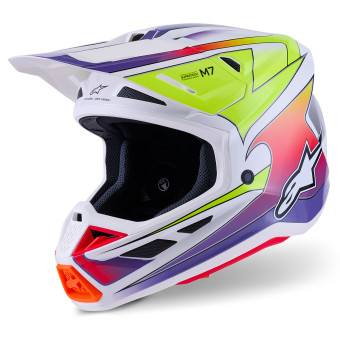 Casque Motocross Alpinestars S-M7 Fuse Wh Yellow Fluo Purple Glossy Casque Motocross Alpinestars S-M7 Fuse Wh Yellow Fluo Purple Glossy