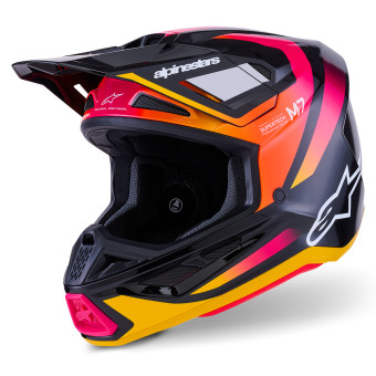 Casque Motocross Alpinestars S-M7 Rise Black Yellow Pink Glossy Casque Motocross Alpinestars S-M7 Rise Black Yellow Pink Glossy