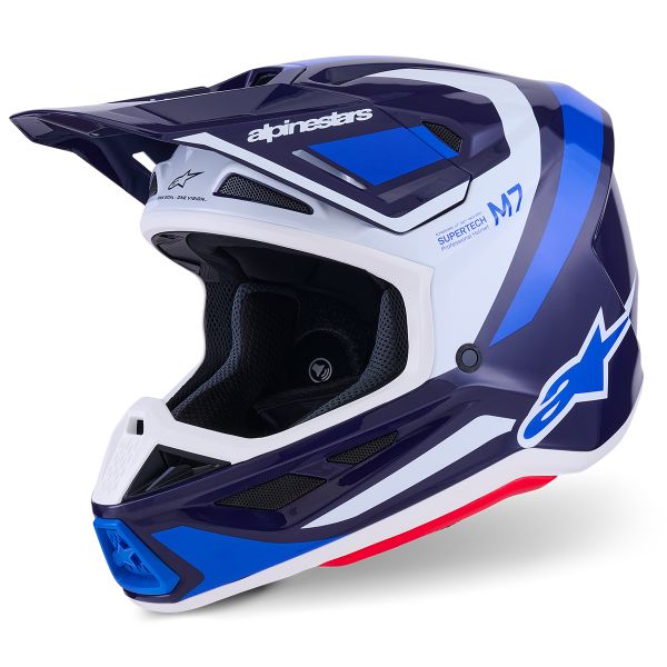 Motocross Alpinestars S-M7 Rise Blue White Glossy Motocross Alpinestars S-M7 Rise Blue White Glossy