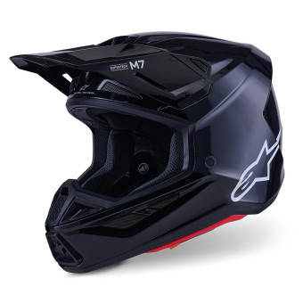 Casque Motocross Alpinestars S-M7 Solid Black Glossy