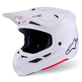Casque Motocross Alpinestars S-M7 Solid White Glossy Casque Motocross Alpinestars S-M7 Solid White Glossy