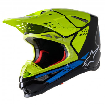 Casque Motocross Alpinestars S-M8 Factory Black Yellow Fluo Blue Casque Motocross Alpinestars S-M8 Factory Black Yellow Fluo Blue
