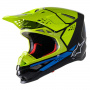 Casque Motocross Alpinestars S-M8 Factory Black Yellow Fluo Blue
