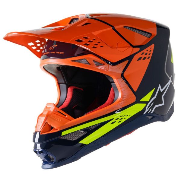 Motocross Alpinestars S-M8 Factory Dark Blue Orange Yellow Fluo
