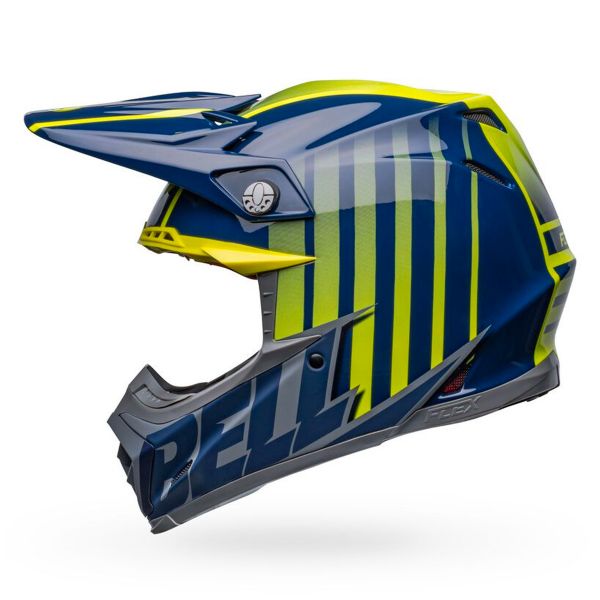 Bell Moto-9S Flex Sprint Matt Dark Blue Hi-Viz Yellow