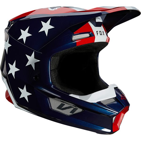 Motocross FOX V1 Ultra White Red Blue