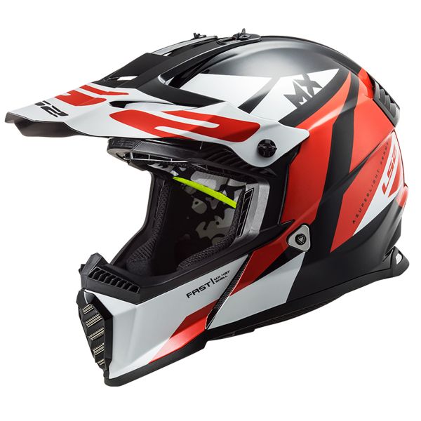 Motocross LS2 Fast Evo Strike Black White Red MX437