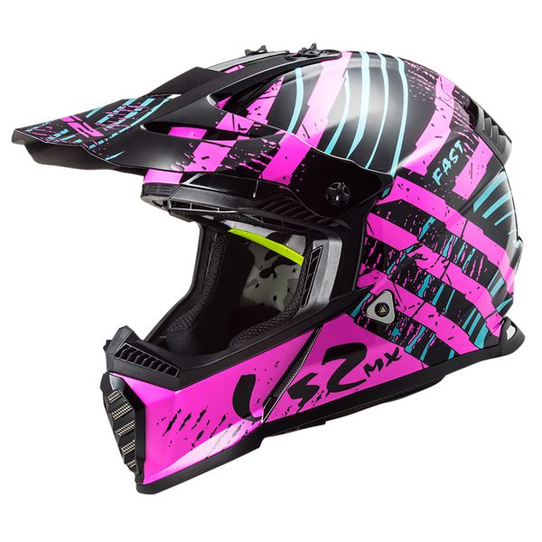 Motocross LS2 Fast Evo Verve Black Fluo Pink MX437