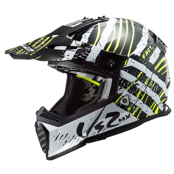 Motocross LS2 Fast Evo Verve Black White MX437
