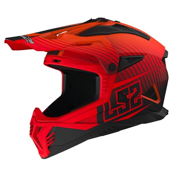 Motocross LS2 Fast II Duck Matt H-V Orange Red MX708