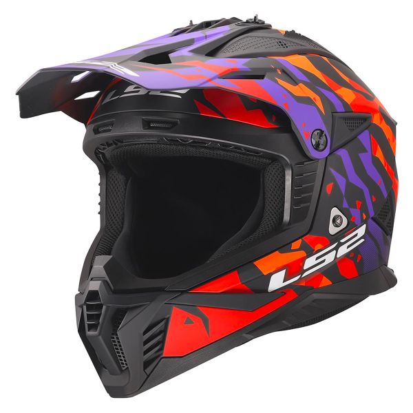 Motocross LS2 Fast II Grotesk Purple Orange MX708