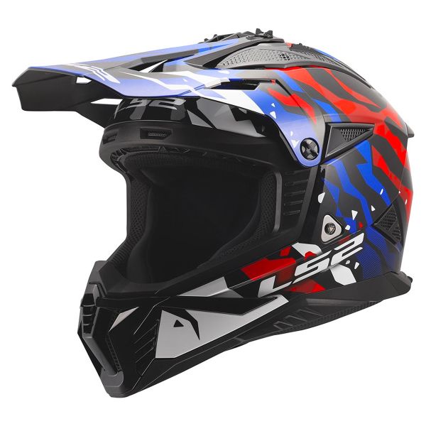 Motocross LS2 Fast II Grotesk White Blue Red MX708
