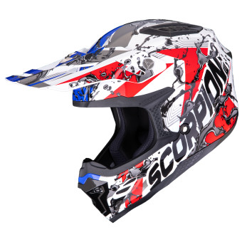 Motocross Scorpion Smx-10 Gasoline White Red Blue