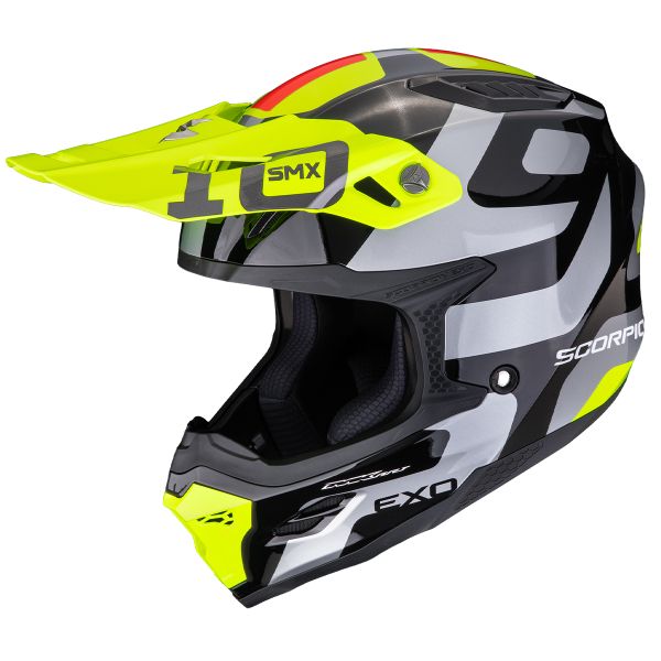 Motocross Scorpion Smx-10 Leap Black Silver Neon Yellow