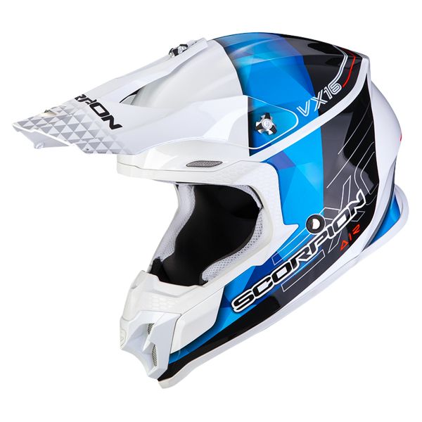 Motocross Scorpion VX-16 Air Gem White Blue