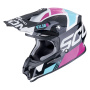 Casque Motocross Scorpion VX-16 Evo Air Analog Black Metal Blue Pink